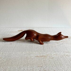 Vintage Swedish Style Hand Carved Wooden Folk Art Fox